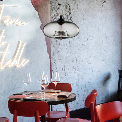 Bread-Shaped Glass Pendant Light | 11 x 5.9 in | Contemporary Metal & Glass Ceiling Fixture | Height Adjustable | Brick by Brick