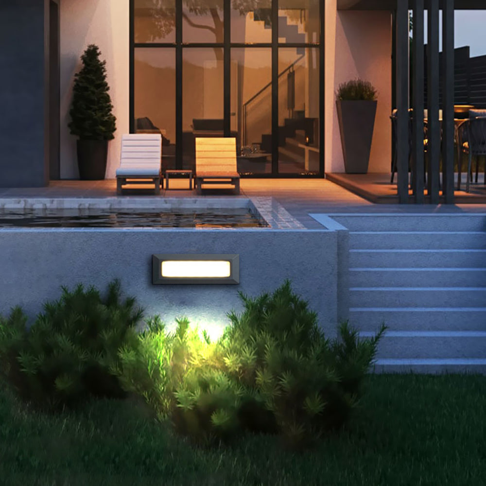 Rectangular LED Deck Step Light | Orr Outdoor Fixture 9.1″ × 3.1″ | Metal & Acrylic | Brick by Brick