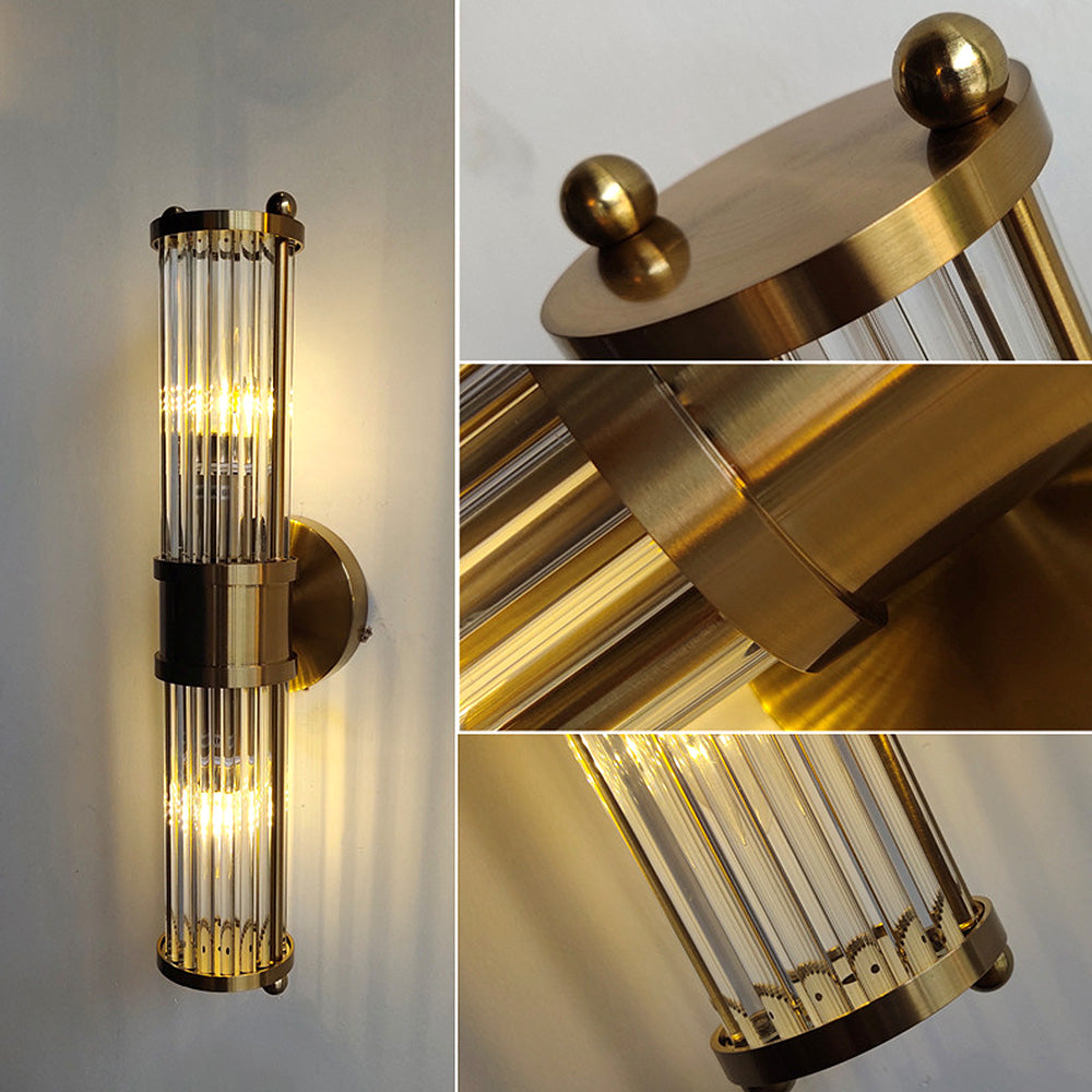 Modern Gold Wall Light | LED Glass Vanity | Fixture Hardwired | 10.63"or 18.90" | Brick by Brick