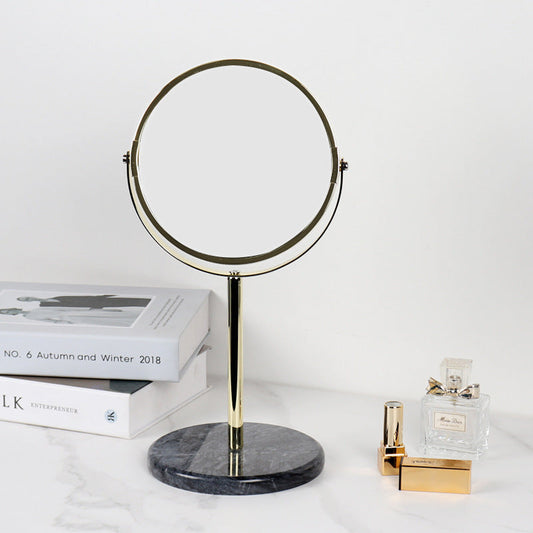 Standing Vanity Mirror | 5.9 x 13.4 in | Solid Marble Base | Rotating Metal Frame | Brick by Brick