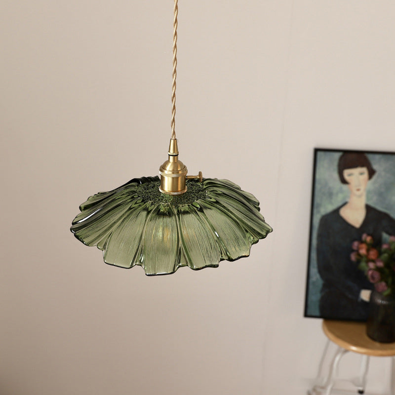 Vintage Floral Glass Pendant Light | Retro Elegance | Warm Glow | Adjustable Hanging | Brick by Brick