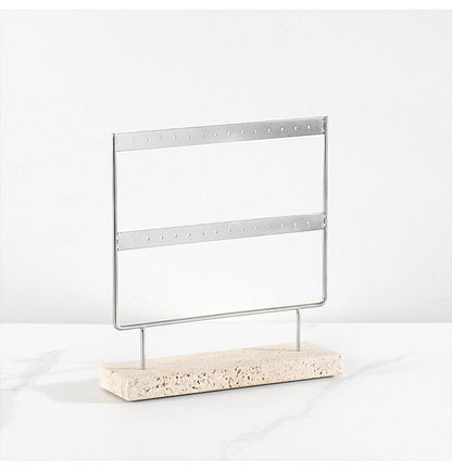 Aria Travertine Jewelry Rack | 7.9 × 2.4 × 8.7 in | Stone Base | Metal Frame | Brick by Brick