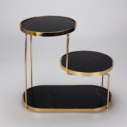 Luxury Marble Tiered Tray | Oval Base | Gold-Finish | Decorative & Serving | Brick by Brick