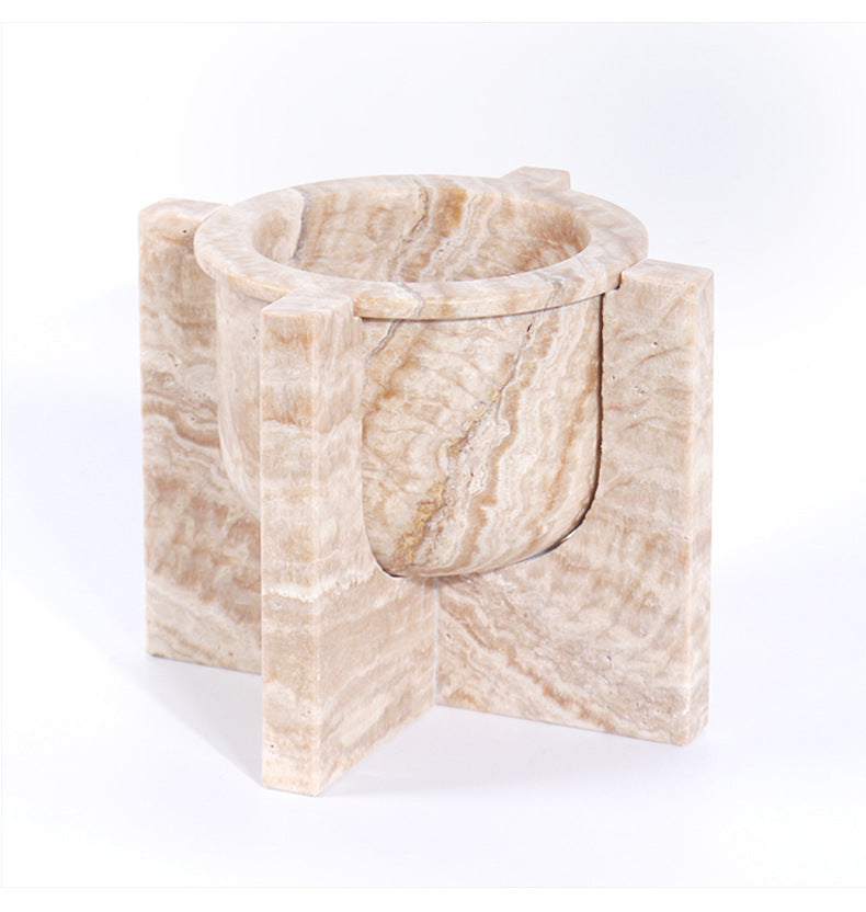 Aurum Travertine Fruit Tray | 7.8 × 5.9 in or 14.1 × 3.9 in | Natural Stone | Serving & Display Dish | Brick by Brick