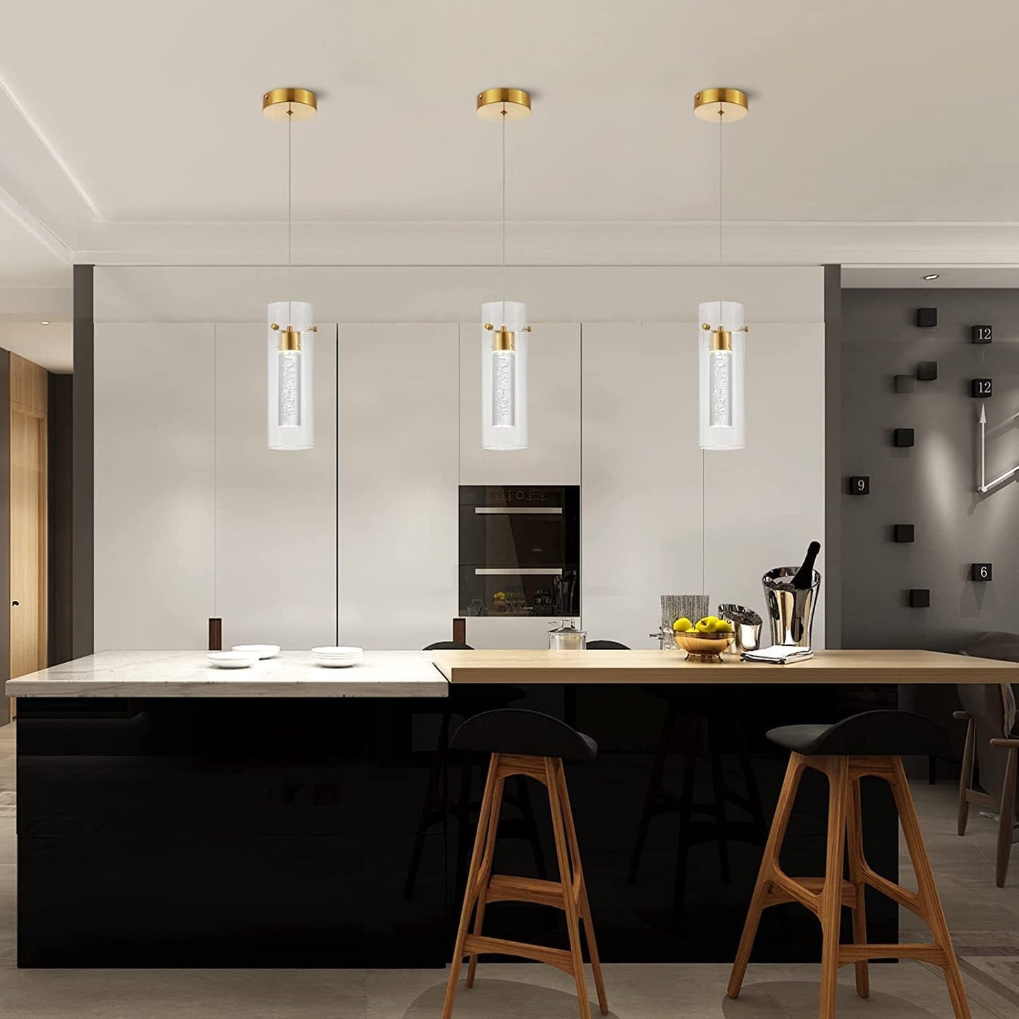 Cluster Glass Pendant Light | Dia 4.7 or 11.8 in | Contemporary Brass & Glass Ceiling Light | Dimmable Multi-Head Design | Brick by Brick