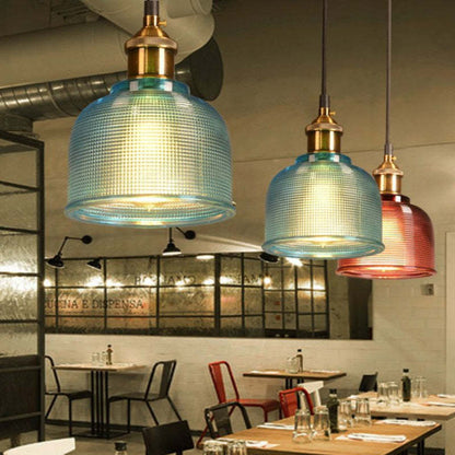 Retro Glass Pendant Light | 5.9 x 7.9 in | Industrial Loft Design | Colorful Glass Shades | E27 Bulb | Adjustable Cord | Brick by Brick