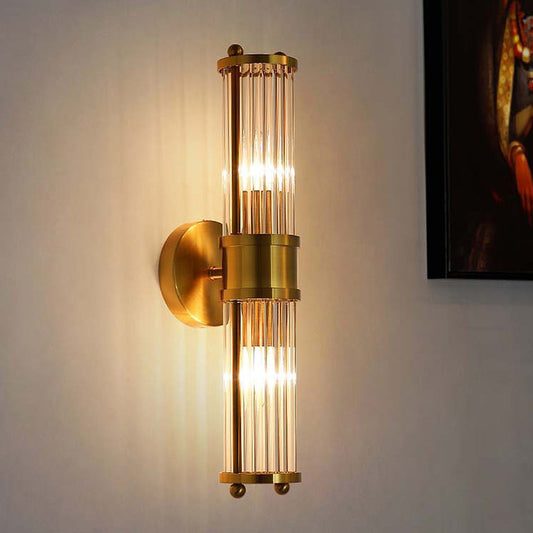 Modern Gold Wall Light | LED Glass Vanity | Fixture Hardwired | 10.63"or 18.90" | Brick by Brick