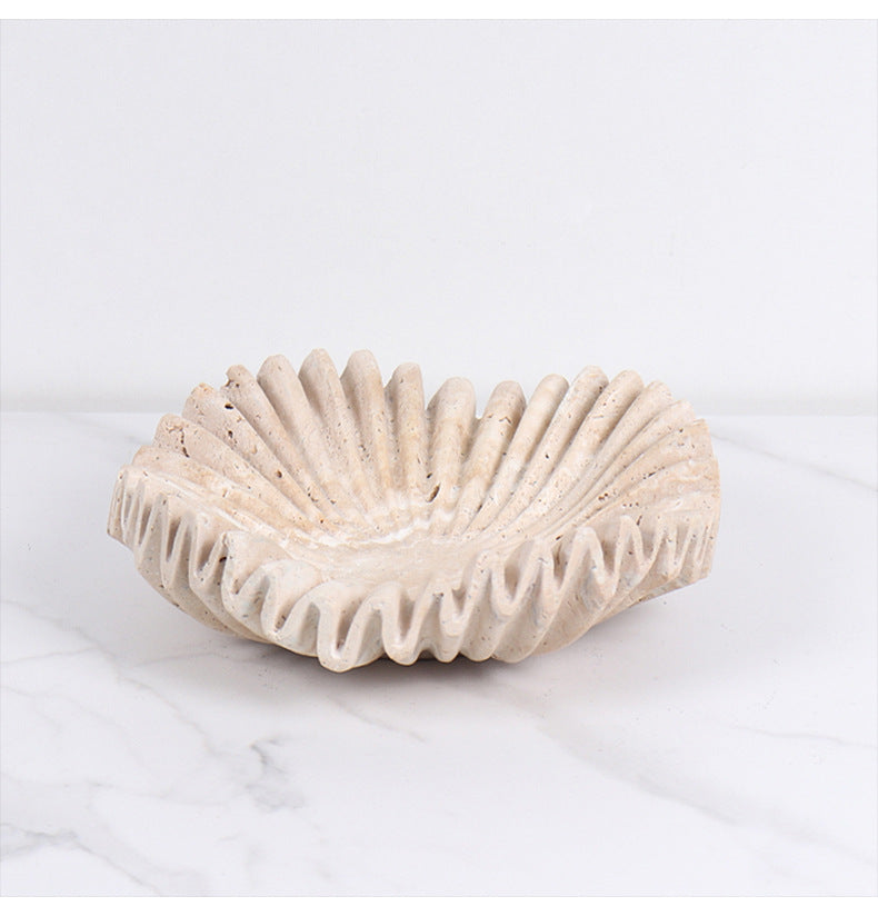 Rippled Travertine Tray | 11.8 × 3.5 in or 7.9 × 2.4 in | Natural Stone | Decorative & Serving | Brick by Brick