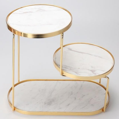 Luxury Marble Tiered Tray | Oval Base | Gold-Finish | Decorative & Serving | Brick by Brick