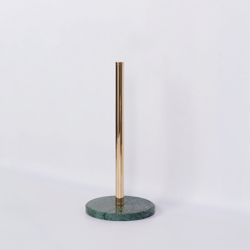 Marble Paper Towel Holder | 6 x 12.7 in | Solid Stone Base with Polished Metal Rod | Kitchen & Bathroom | Brick by Brick