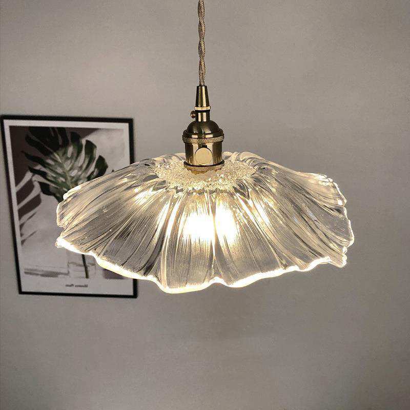 Vintage Floral Glass Pendant Light | Retro Elegance | Warm Glow | Adjustable Hanging | Brick by Brick