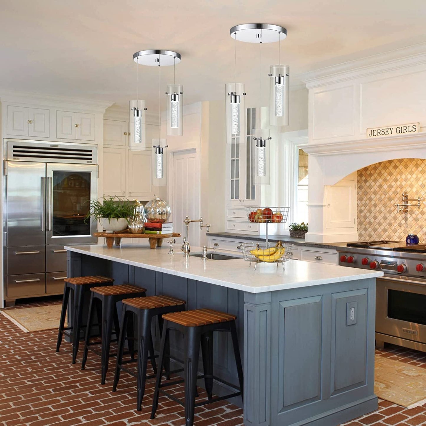 Cluster Glass Pendant Light | Dia 4.7 or 11.8 in | Contemporary Brass & Glass Ceiling Light | Dimmable Multi-Head Design | Brick by Brick