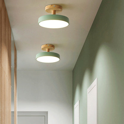 Industrial LED Ceiling Light | Wood & Iron Fixture | 12W Energy-Saving Lamp | 7.09x3.94 in | Brick by Brick