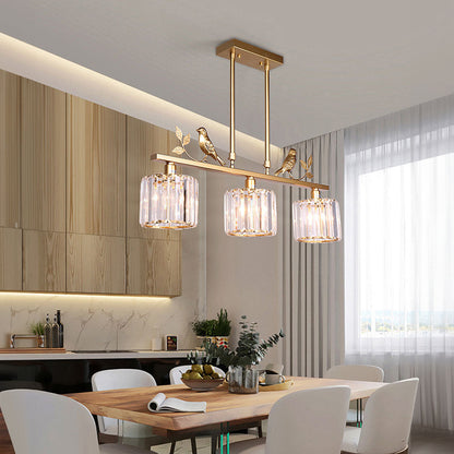 Birdie Crystal Island Chandelier | Multi-Head Pendant | 26.77 x 27.56 in | Elegant Long Chandelier | Brick by Brick