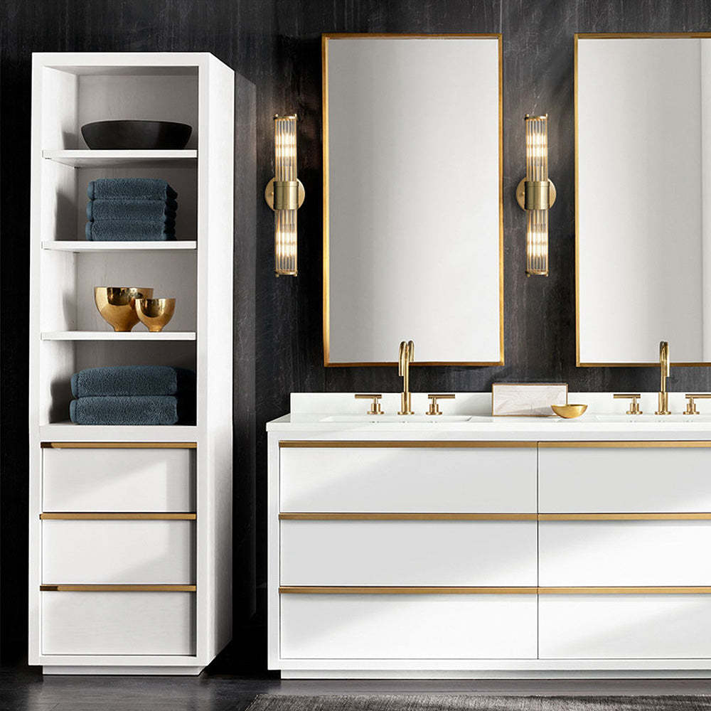 Modern Gold Wall Light | LED Glass Vanity | Fixture Hardwired | 10.63"or 18.90" | Brick by Brick