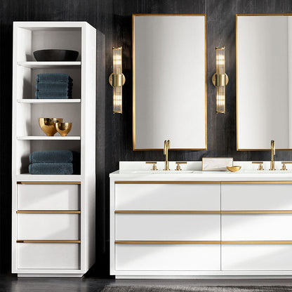 Modern Gold Wall Light | LED Glass Vanity | Fixture Hardwired | 10.63"or 18.90" | Brick by Brick