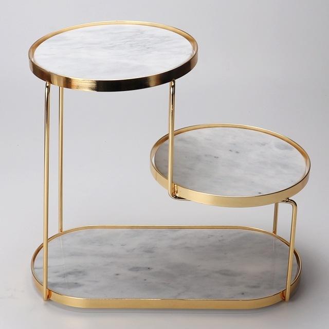 Luxury Marble Tiered Tray | Oval Base | Gold-Finish | Decorative & Serving | Brick by Brick