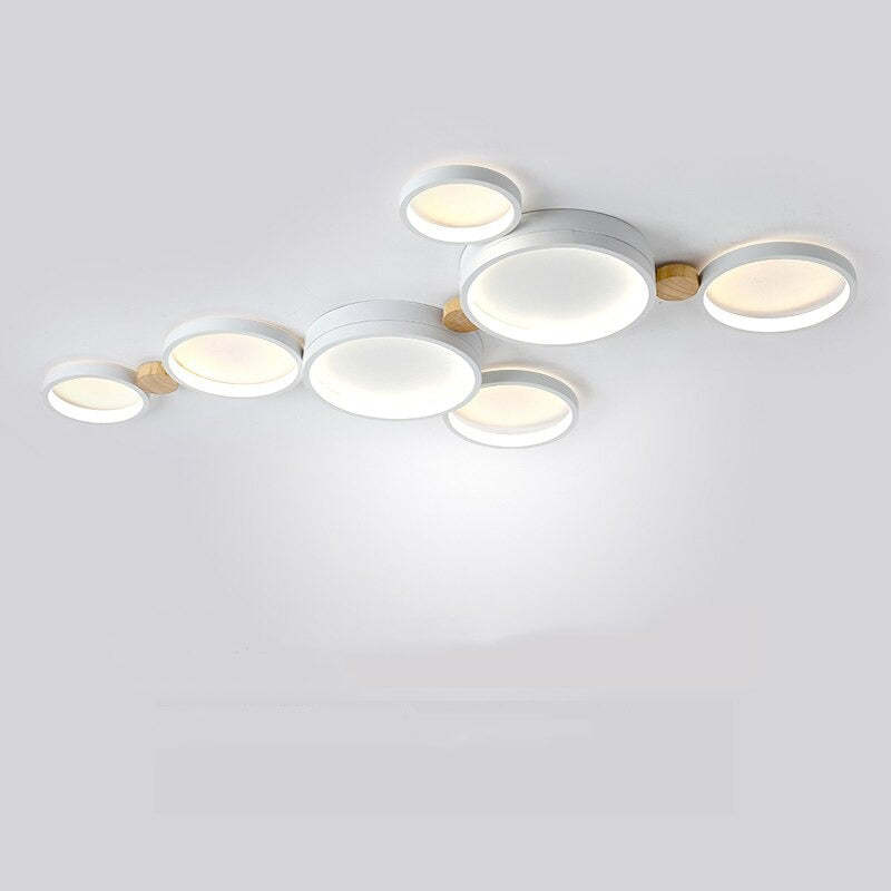 Modern LED Ceiling Light | Triple Ring Gray Metal Design | Energy-Efficient Warm White Fixture | Brick by Brick