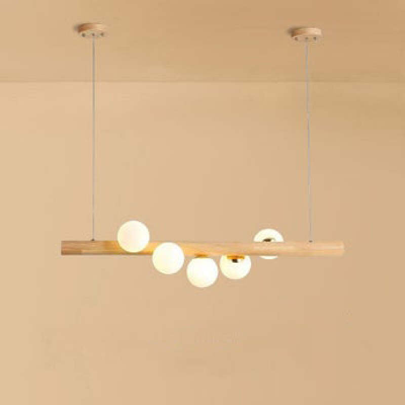 Glass Bubble Pendant Light | 31.5 - 47.2 in | Wood Walnut | Modern LED Ceiling Light | Living Room | Dining Room | Brick by Brick