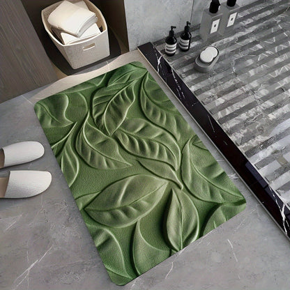 Quick-Dry Bath Mat | Diatomaceous Earth Leaf Pattern | Non-Slip | Brick by Brick
