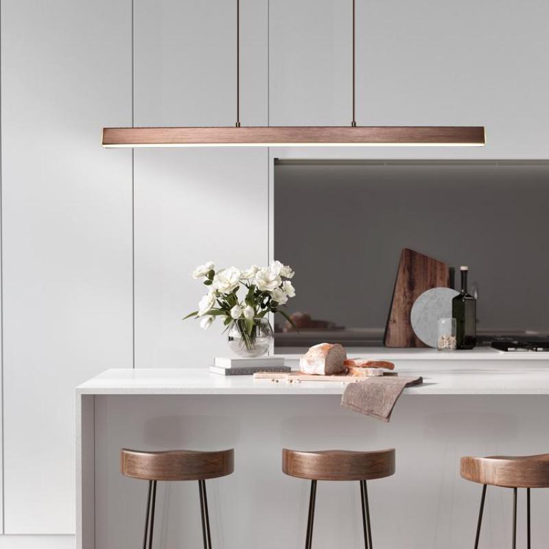 Modern LED Dining Room Chandelier | H 47.2 in | Nordic Long Hanging Fixture | Black or Gold Finish | Brick by Brick