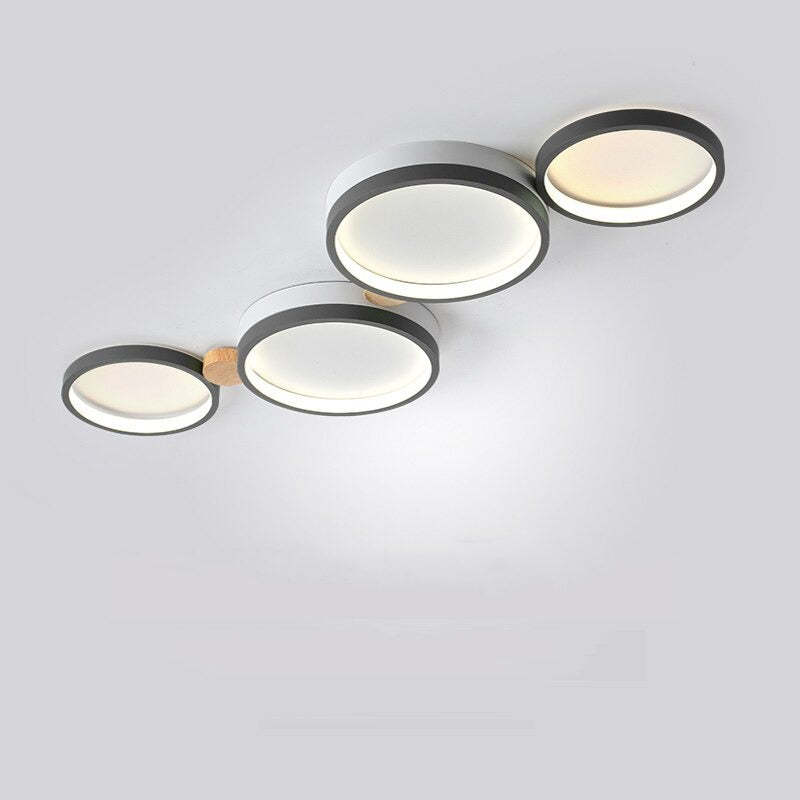 Modern LED Ceiling Light | Triple Ring Gray Metal Design | Energy-Efficient Warm White Fixture | Brick by Brick