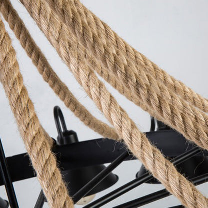 Vintage Industrial Rope Chandelier | 37.4/59 x 19.7 x 23.6 in | 9 or 17 Lights | Black Finish | Brick by Brick
