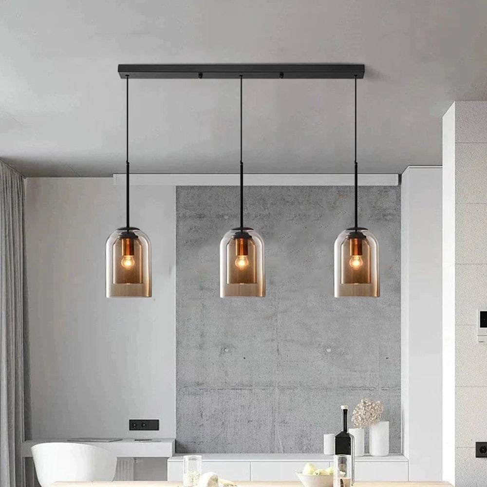 Double Layer Pendant Light | H8.66 in | Modern Glass Ceiling Fixture | Minimalist Small Hanging Lamp | Brick by Brick