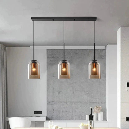 Double Layer Pendant Light | H8.66 in | Modern Glass Ceiling Fixture | Minimalist Small Hanging Lamp | Brick by Brick