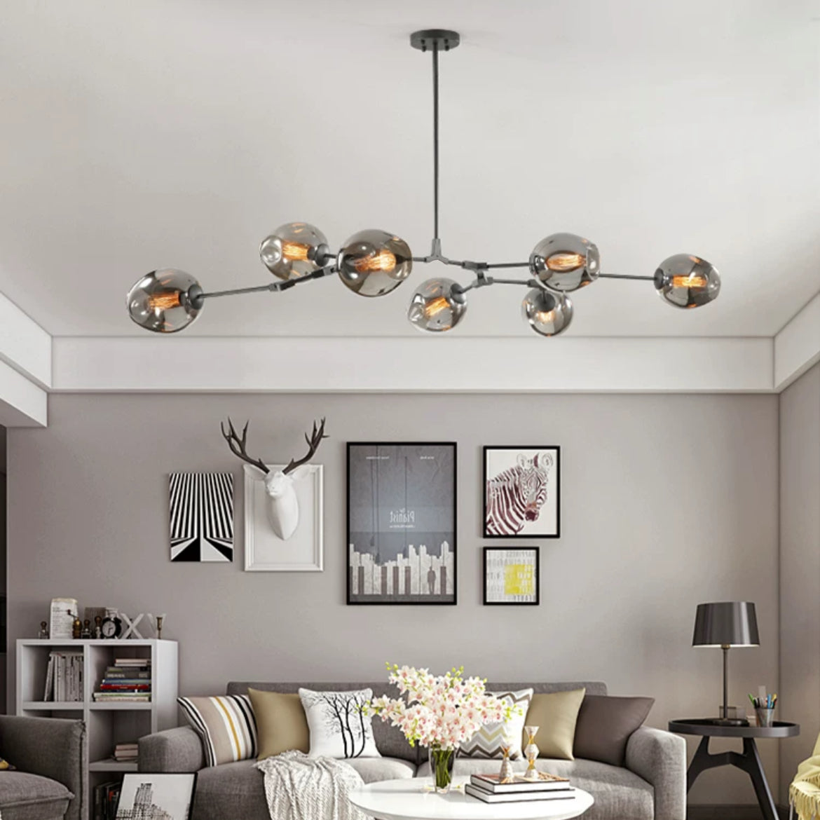 Nordic Modern Glass Pendant Light | H 31.5 - 39.3 in | Clear Bubble Design | Adjustable Brass Ceiling Fixture | Brick by Brick