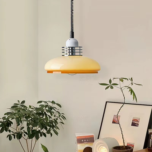 Retro Glass Pendant Light | 13.8 x 9.8 in | Adjustable Ceiling Lamp | Warm Ambient Lighting | Brick by Brick