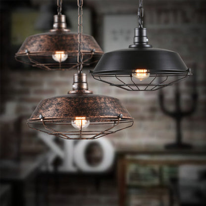 Industrial E27 Pendant Lamp Shade | 10.2 x 7 in | Black or Rust Finish | Vintage Metal Lighting | Brick by Brick