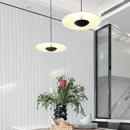 Nordic LED Frisbee Pendant Light | 13.8/17.7" x 4.7 in | Wood & Brown | Metal fixture | Brick by Brick