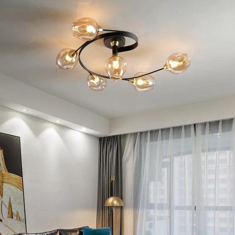 Nordic LED Pendant Chandelier | 29.5 or 36.6 in | Black or Gold Finish | Modern Glass Shade Design | Brick by Brick