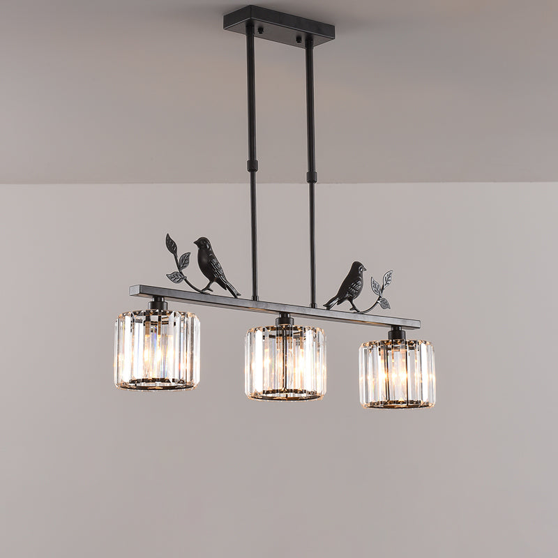 Birdie Crystal Island Chandelier | Multi-Head Pendant | 26.77 x 27.56 in | Elegant Long Chandelier | Brick by Brick