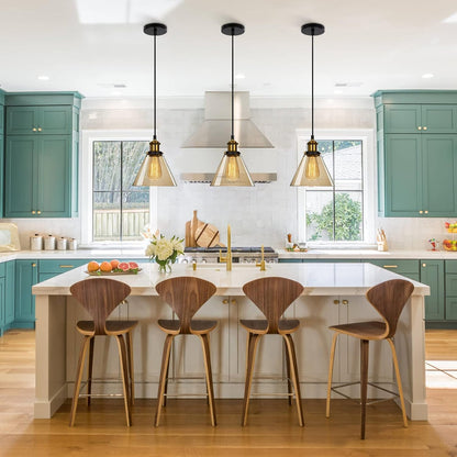 Scandinavian Glass Pendant Light | Clear, Grey & Amber | Elegant Home Accent | Brick by Brick