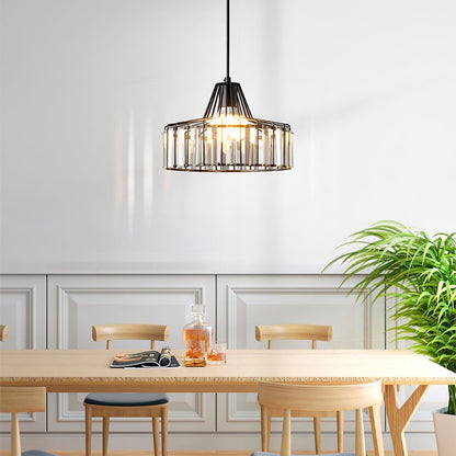 Black Crystal Pendant Light | Sleek Black Finish | Shimmering Crystal Accents | Statement Lighting | Brick by Brick