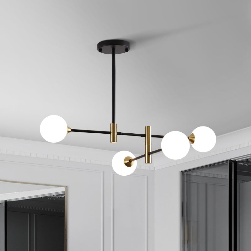 Round Glass Chandelier | 23.6–29.9 x 37 in Modern Ceiling Light | Iron Frame Ethereal Glow Fixture | Brick by Brick