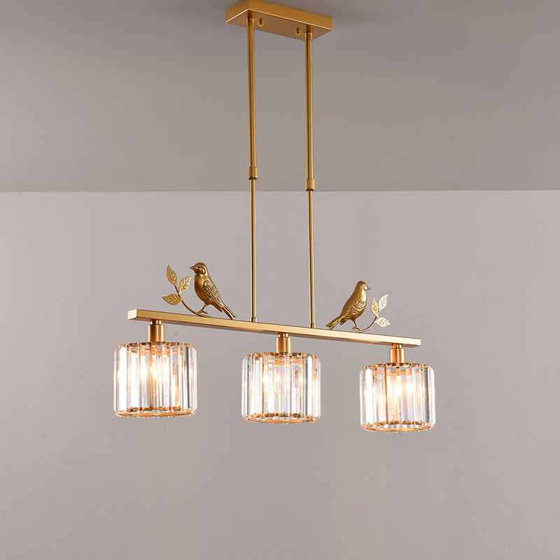 Birdie Crystal Island Chandelier | Multi-Head Pendant | 26.77 x 27.56 in | Elegant Long Chandelier | Brick by Brick