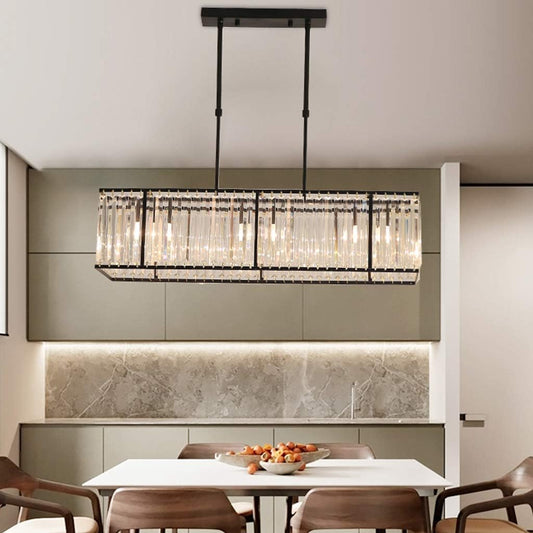 Nordic Crystal Island Chandelier | Iron + Crystal | 8.66 x 21.65-33.46 in | Elegant Fixture | Brick by Brick