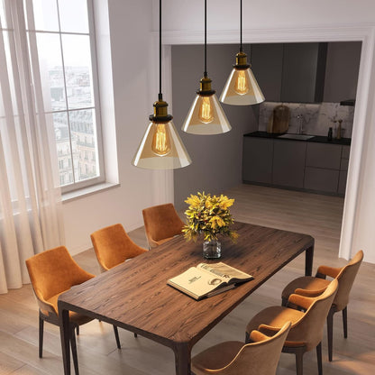 Scandinavian Glass Pendant Light | Clear, Grey & Amber | Elegant Home Accent | Brick by Brick