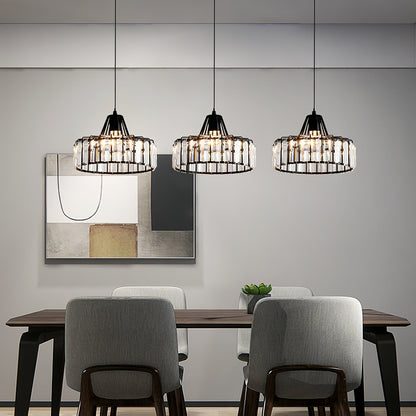 Black Crystal Pendant Light | Sleek Black Finish | Shimmering Crystal Accents | Statement Lighting | Brick by Brick
