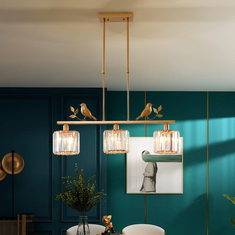 Birdie Crystal Island Chandelier | Multi-Head Pendant | 26.77 x 27.56 in | Elegant Long Chandelier | Brick by Brick