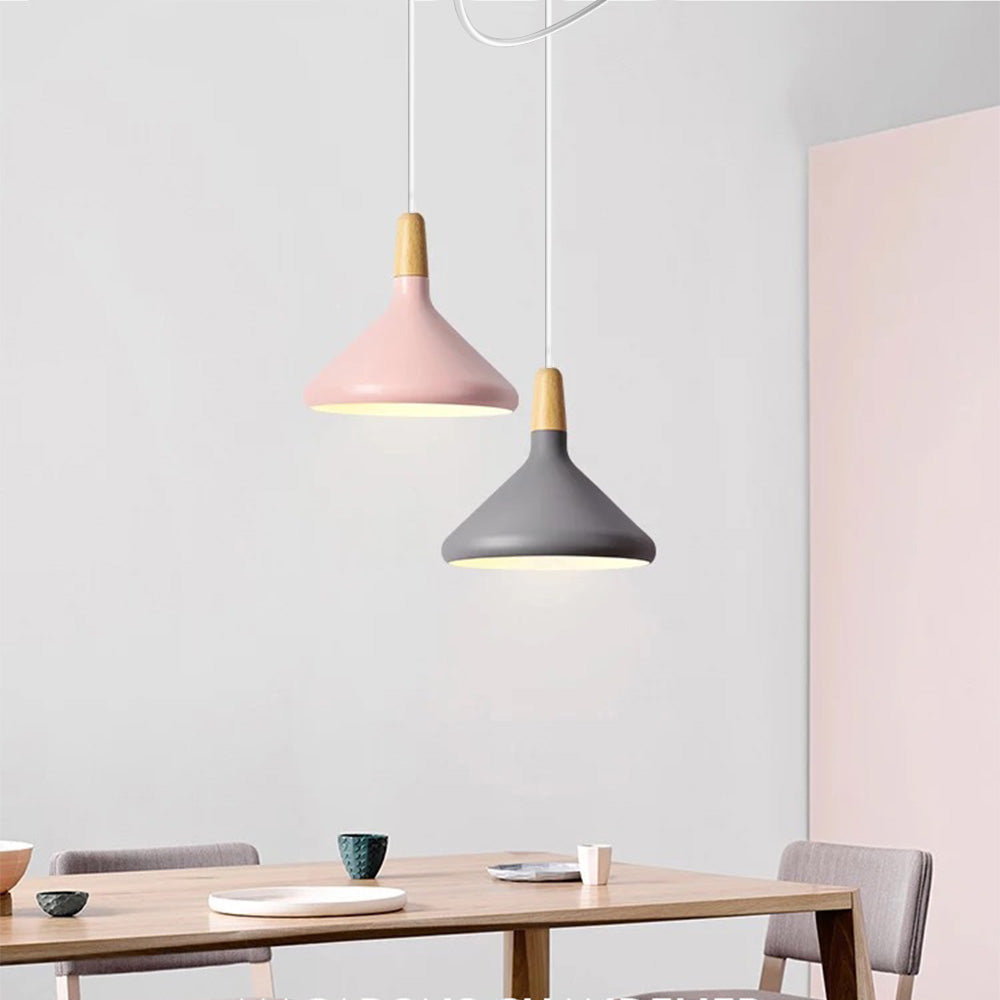 Nordic Macaron Pendant Light | Wooden Accent | Minimalist Charm | D7.09"-15.35" | Brick by Brick