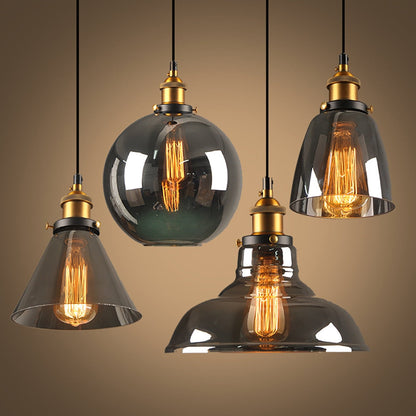 Scandinavian Glass Pendant Light | Clear, Grey & Amber | Elegant Home Accent | Brick by Brick