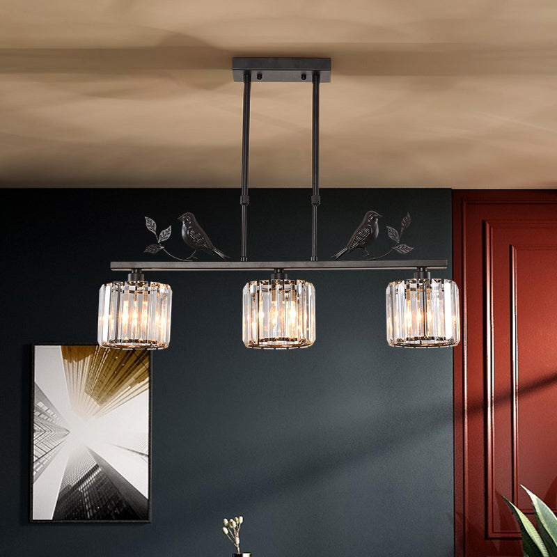 Birdie Crystal Island Chandelier | Multi-Head Pendant | 26.77 x 27.56 in | Elegant Long Chandelier | Brick by Brick