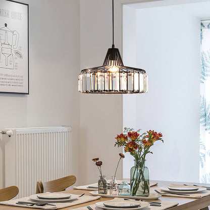 Black Crystal Pendant Light | Sleek Black Finish | Shimmering Crystal Accents | Statement Lighting | Brick by Brick
