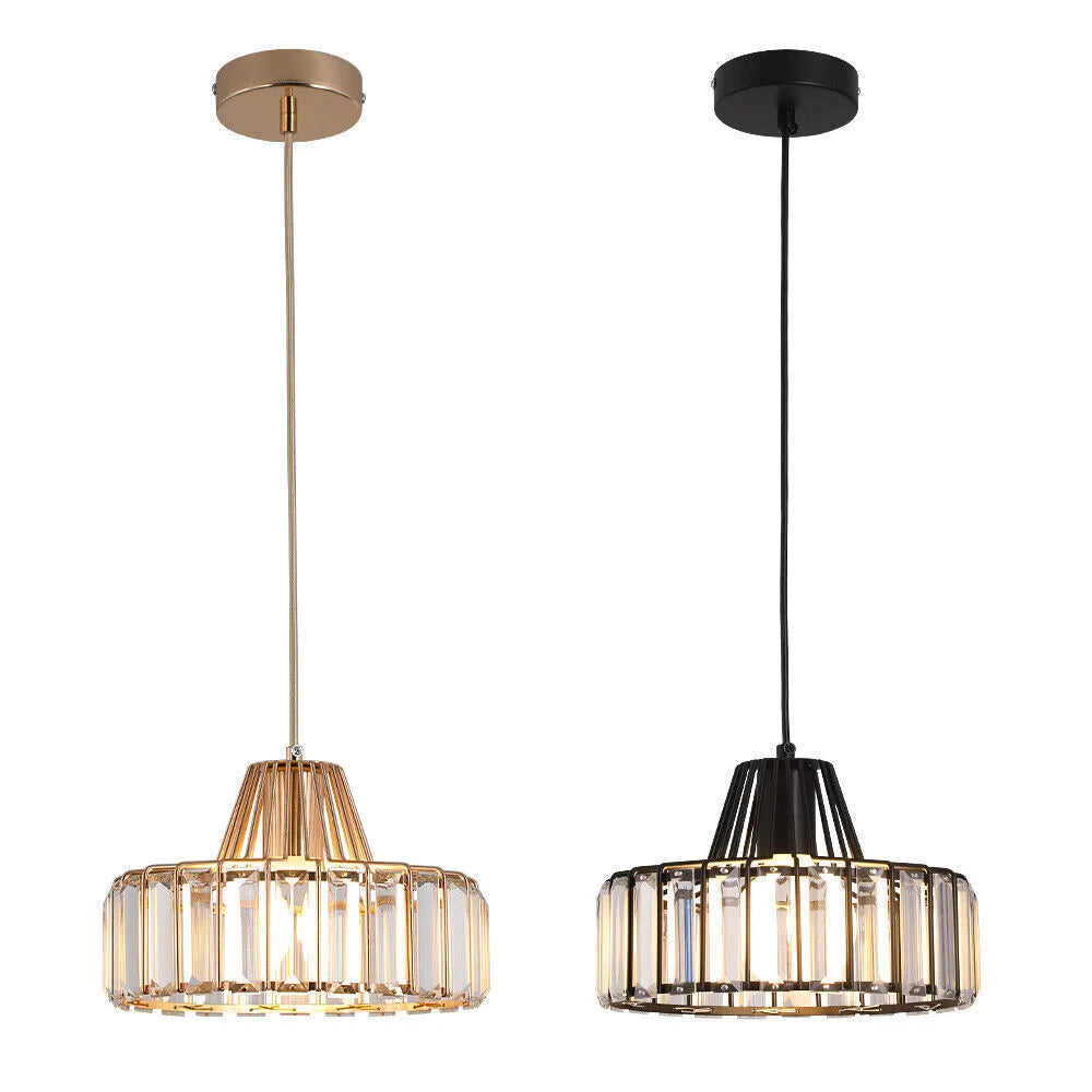 Black Crystal Pendant Light | Sleek Black Finish | Shimmering Crystal Accents | Statement Lighting | Brick by Brick
