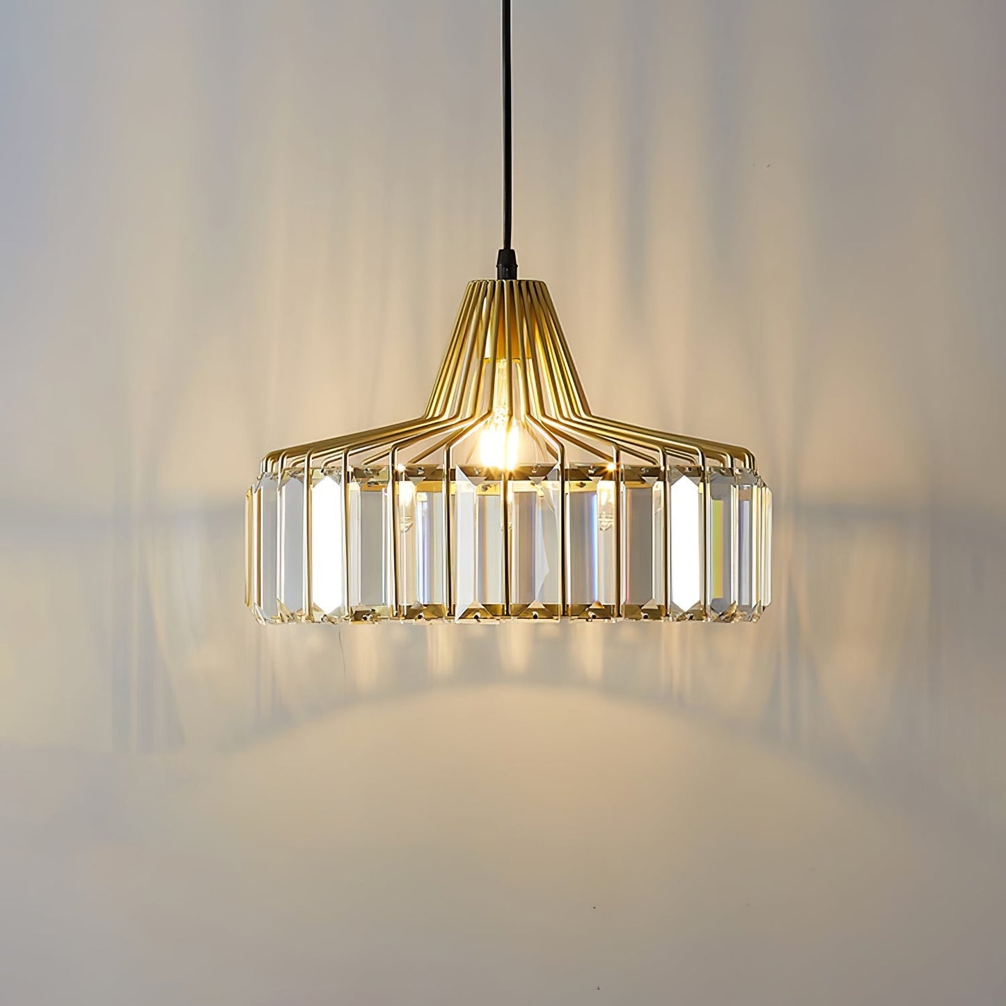 Black Crystal Pendant Light | Sleek Black Finish | Shimmering Crystal Accents | Statement Lighting | Brick by Brick