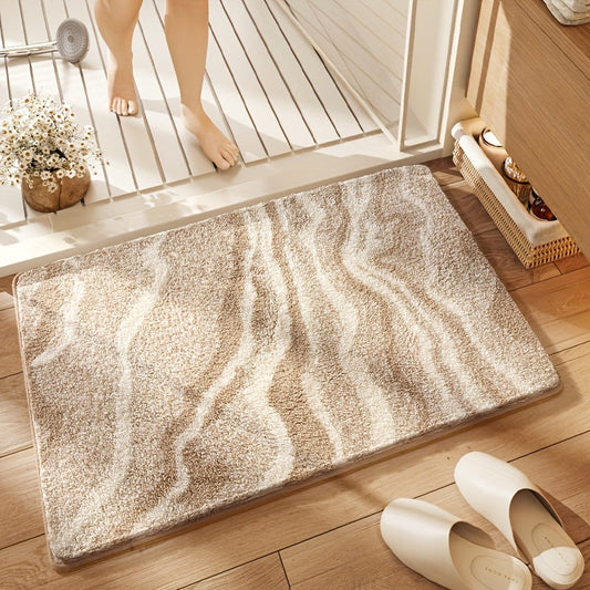 Modern Zebra Bath Mat | Soft Plush | Absorbent Non-Slip Polyester | Brick by Brick